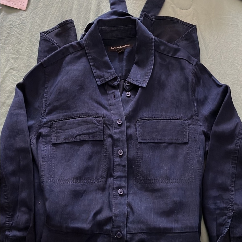 Banana Republic Dark Blue Petite Shirt Dress Sz 0.
